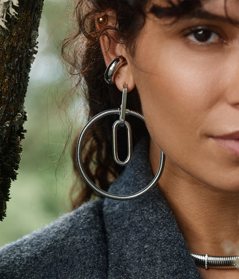 ZAG Bijoux Statement-Ohrringe Echo XL-Gross Rund Edelstahl Silber Plattiert Model