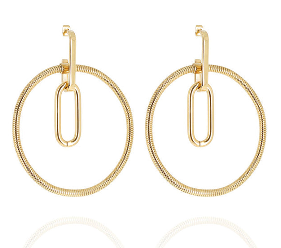 ZAG Bijoux Statement-Ohrringe Echo XL-Gross Rund Edelstahl Gold Plattiert