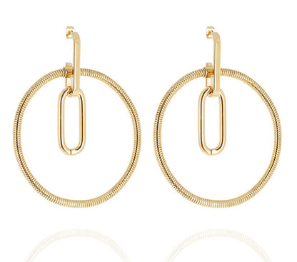 ZAG Bijoux Statement-Ohrringe Echo XL-Gross Rund Edelstahl Gold Plattiert