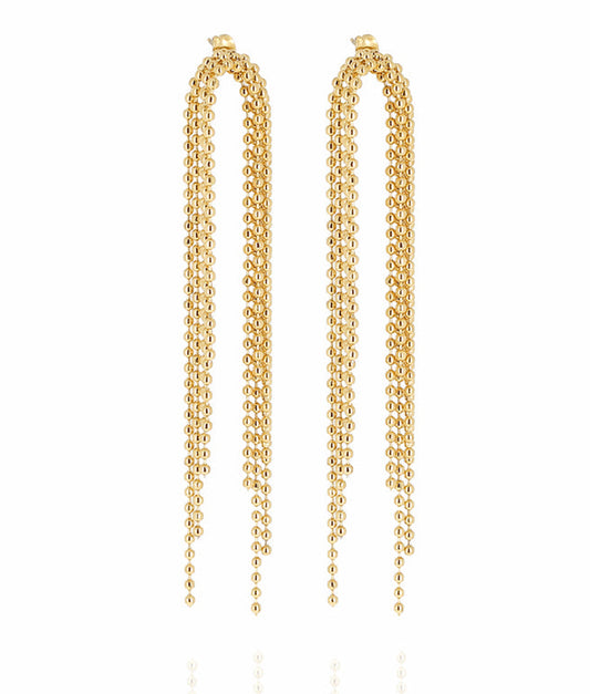 ZAG Bijoux Ohrringe Judy Lang Kugelkette Mehrreihig Gold Plattiert Edelstahl Statement