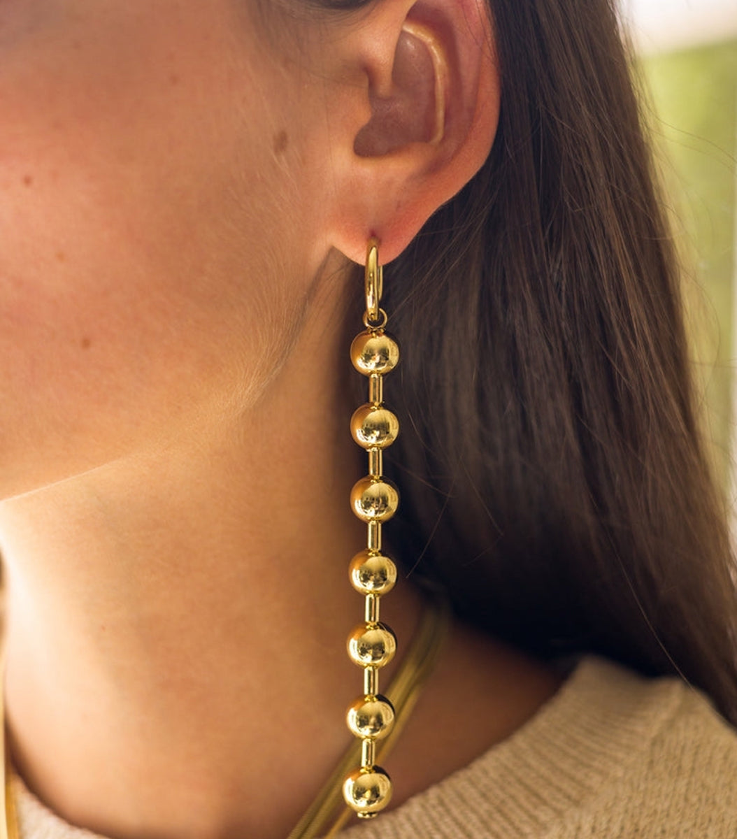Zag Bijoux Kugelohrringe 11 cm Lang Statement Edelstahl Vergoldet