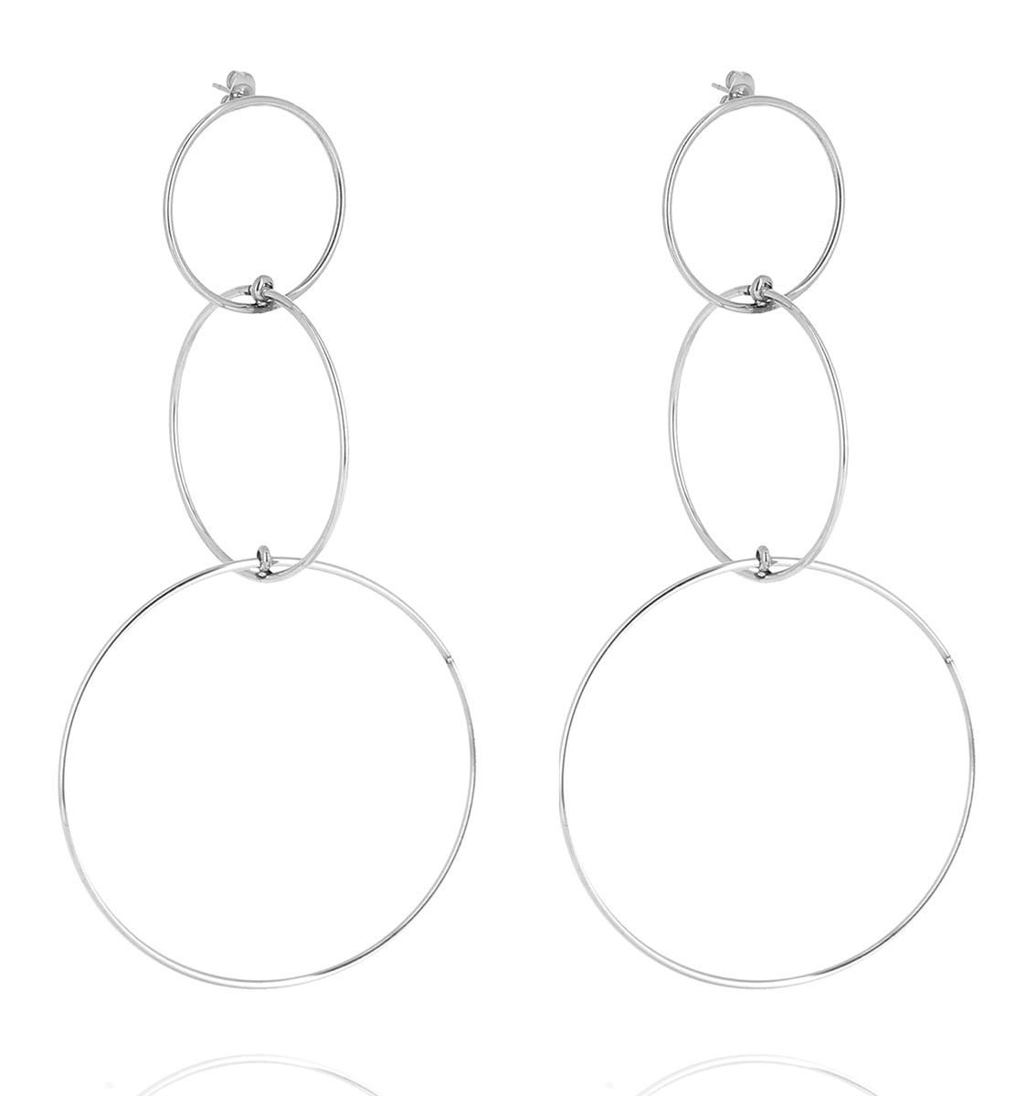 ZAG Bijoux Extra Lange Statement Ohrringe Ring-Design Edelstahl Silber 12 cm Lang