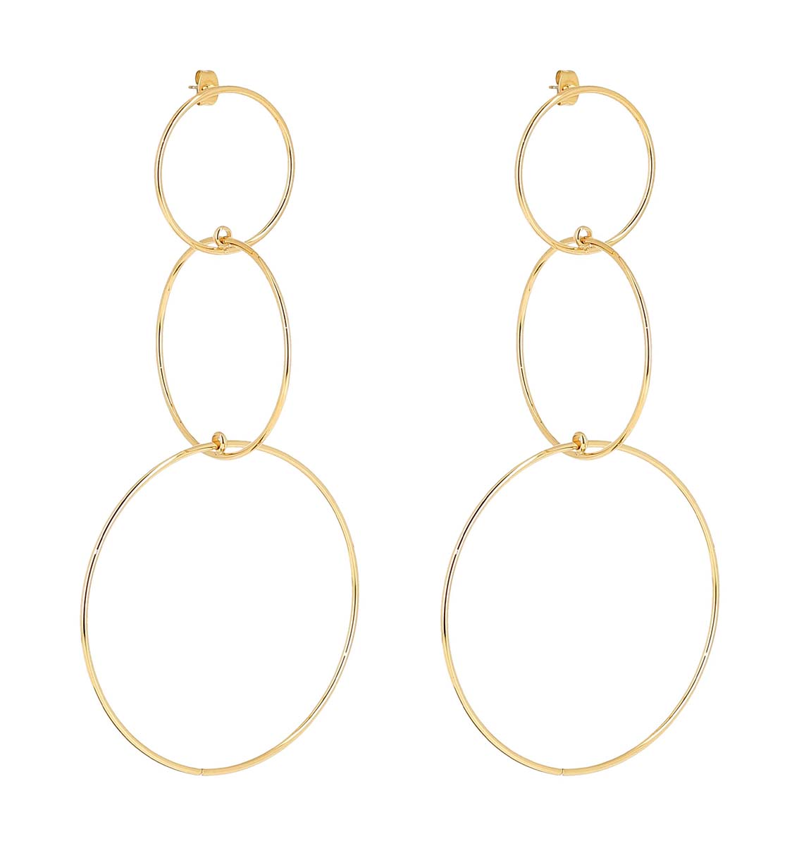 ZAG Bijoux Extra Lange Statement Ohrringe Ring-Design Edelstahl Vergoldet