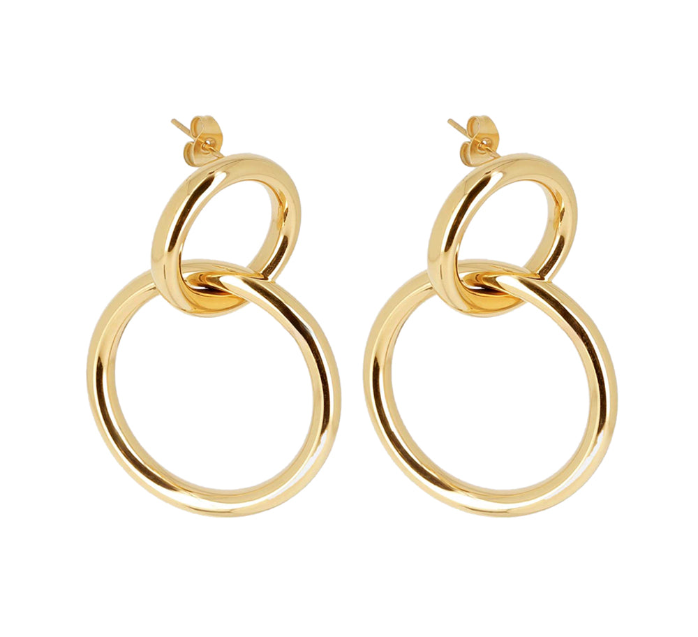 Zag Bijoux Leichte Ohrringe Ring-Design 48 mm Lang Edelstahl Gold Plattiert Statement