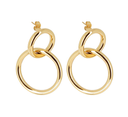 Zag Bijoux Leichte Ohrringe Ring-Design 48 mm Lang Edelstahl Gold Plattiert Statement