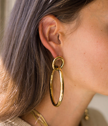 ZAG Bijoux Statement Ohrringe Doppelringe Edelstahl Gold Plattiert Adiga 