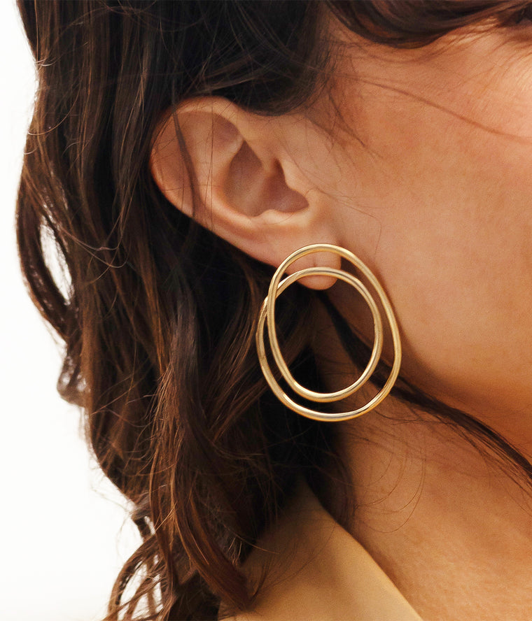 ZAG Bijoux Statement Ohrringe Ring-Design Edelstahl Gold Plattiert Model 2