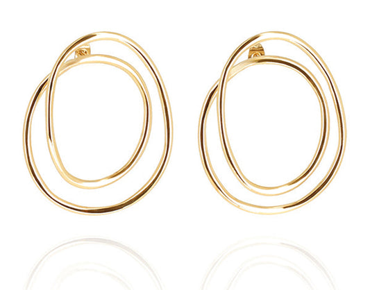 ZAG Bijoux Statement Ohrringe Ring-Design Edelstahl Gold Plattiert