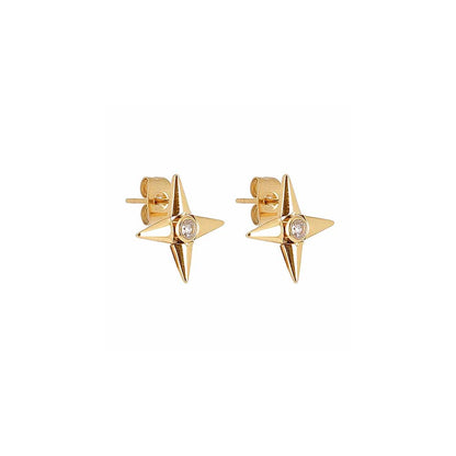 ZAG Bijoux Ohrstecker Stern Zirkonia Edelstahl Vergoldet 14 mm