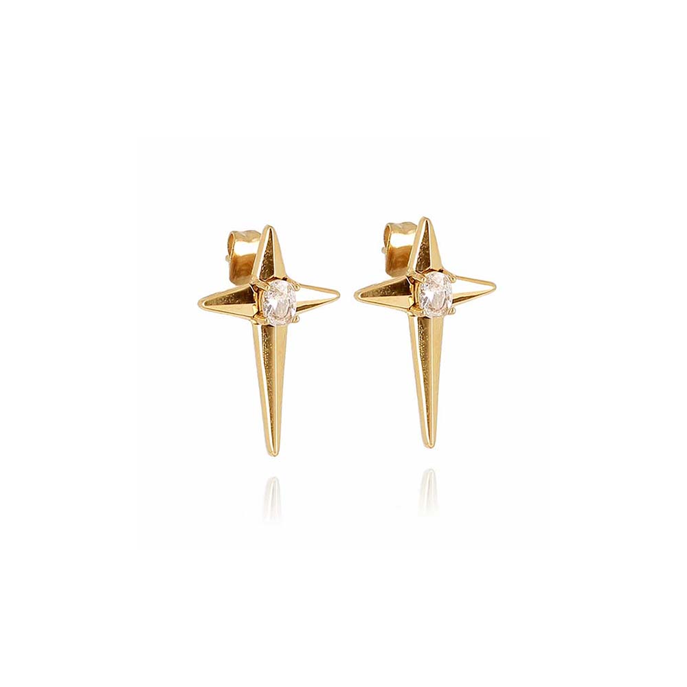 ZAG Bijoux Ohrstecker Kreuz Zirkonia Edelstahl Vergoldet 20 mm Lang