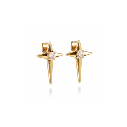 ZAG Bijoux Ohrstecker Kreuz Zirkonia Edelstahl Vergoldet 20 mm Lang