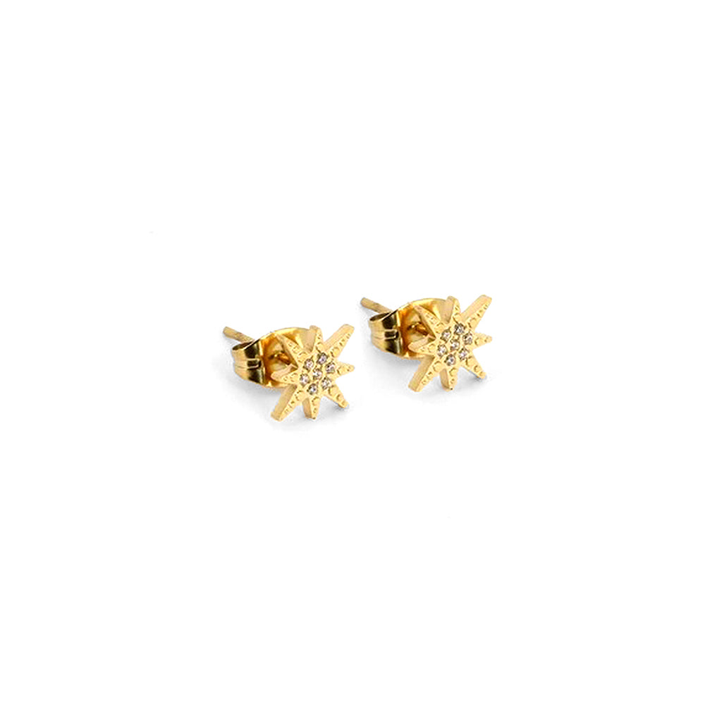 ZAG Bijoux Ohrstecker Stern Pavé Zirkonia Gold Plattiert Edelstahl