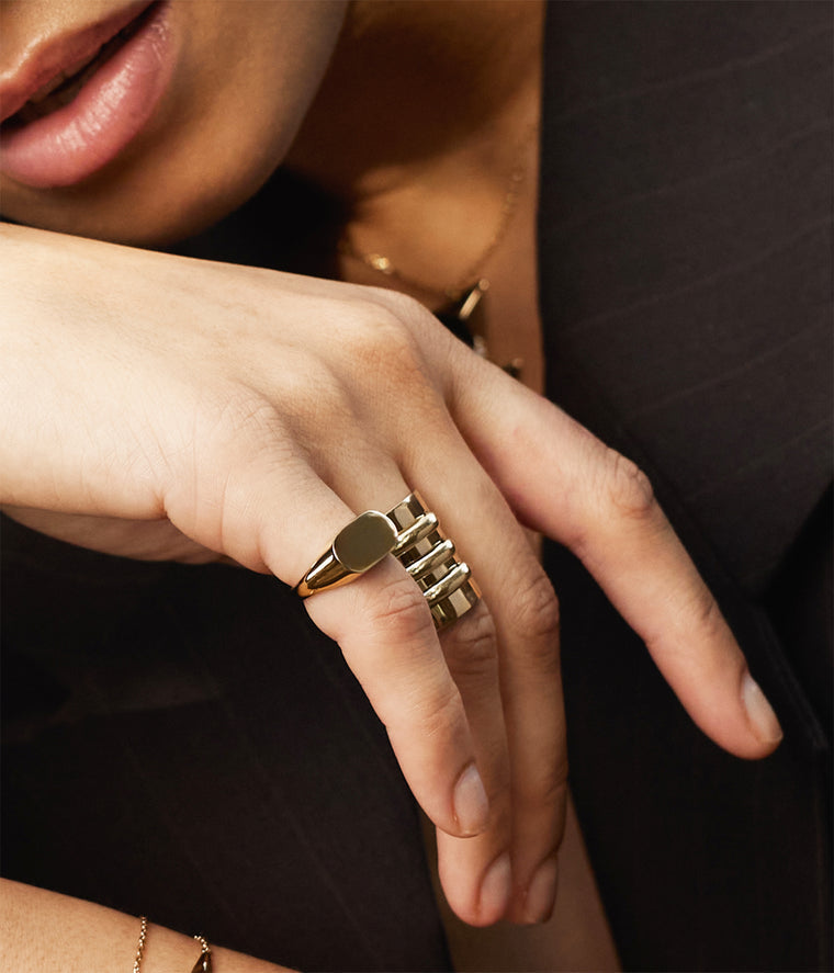 ZAG Bijoux Ring Warm Breit Edelstahl Gold Plattiert Vergoldet Stacking-Look