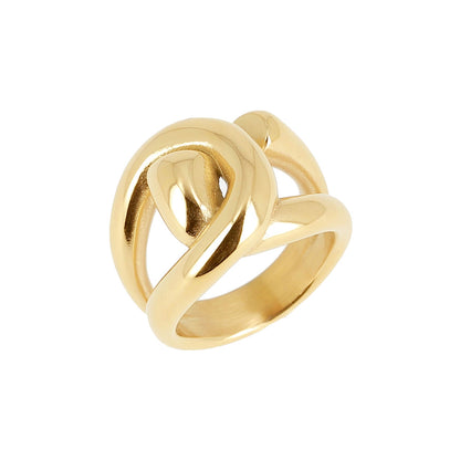 Zag Bijoux Breiter Ring Knoten-Design Edelstahl Vergoldet