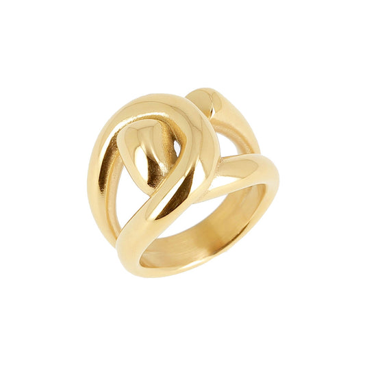 Zag Bijoux Breiter Ring Knoten-Design Edelstahl Vergoldet