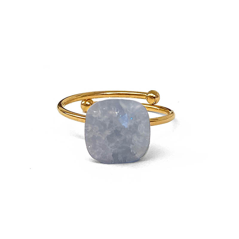 ZAG Bijoux Steinring Achat Grau Vergoldet Größenverstellbar