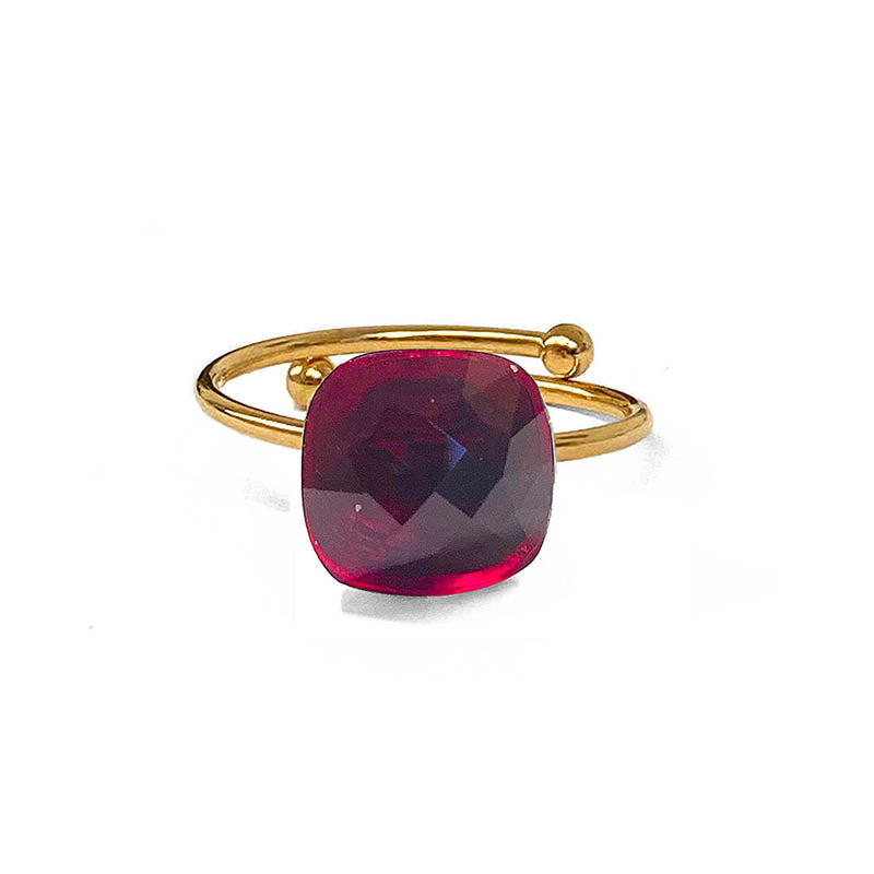ZAG Bijoux Steinring Zirkonia Rot Gold Plattiert Größenverstellbar