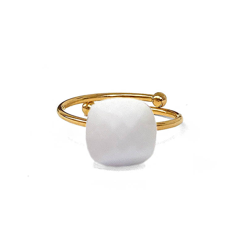 ZAG Bijoux Steinring Achat Weiß Gold Plattiert Größenverstellbar