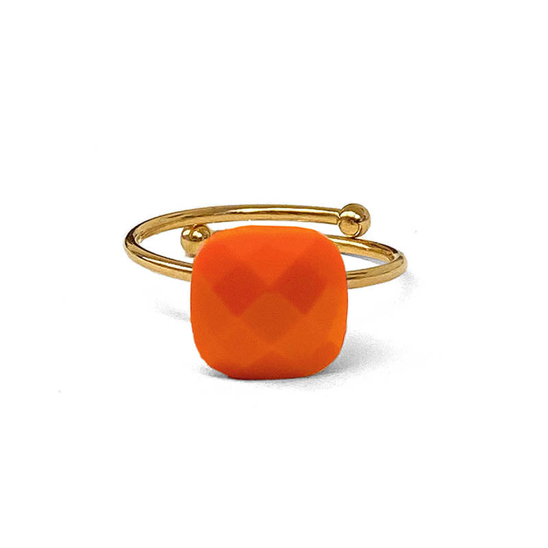 ZAG Bijoux Steinring Calcedon Orange Gold Plattiert Größenverstellbar