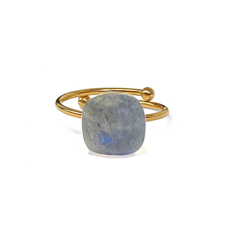 ZAG Bijoux Steinring Labradorit Gold Plattiert Größenverstellbar