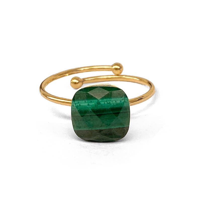 ZAG Bijoux Steinring Malachit Grün Gold Plattiert Größenverstellbar