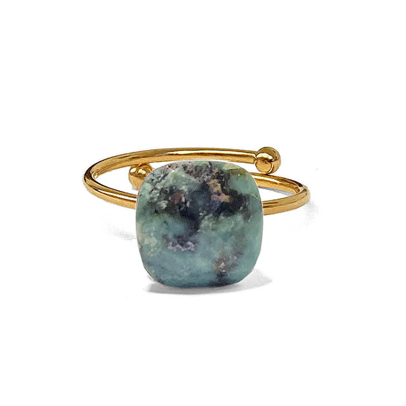 ZAG Bijoux Steinring Afrikanischer Türkis Gold Plattiert Größenverstellbar