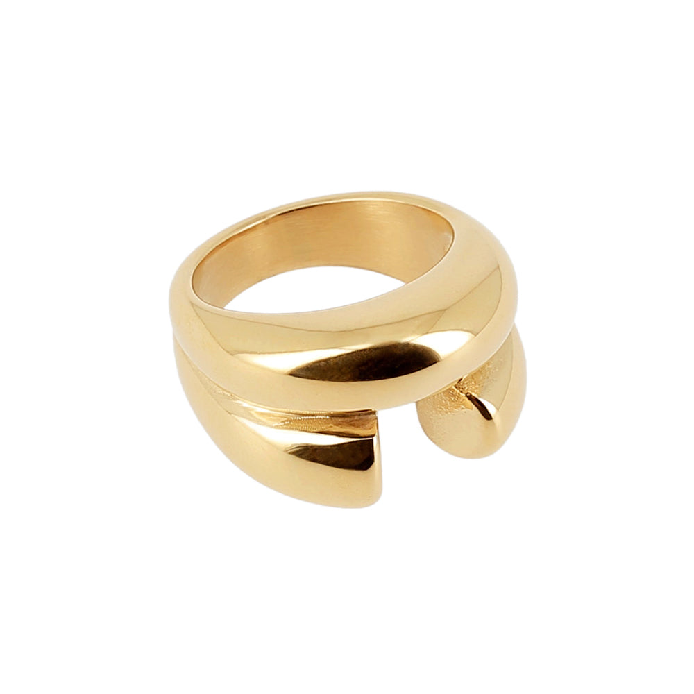 ZAG Bijoux Trendring Breit Edelstahl Gold Plattiert Stacking-Look