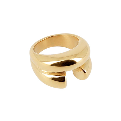 ZAG Bijoux Trendring Breit Edelstahl Gold Plattiert Stacking-Look