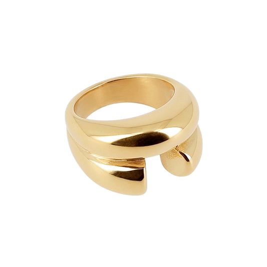 ZAG Bijoux Trendring Breit Edelstahl Gold Plattiert Stacking-Look