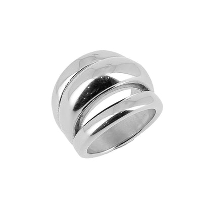 ZAG Bijoux Ring Dreireihig Breit Edelstahl Silber
