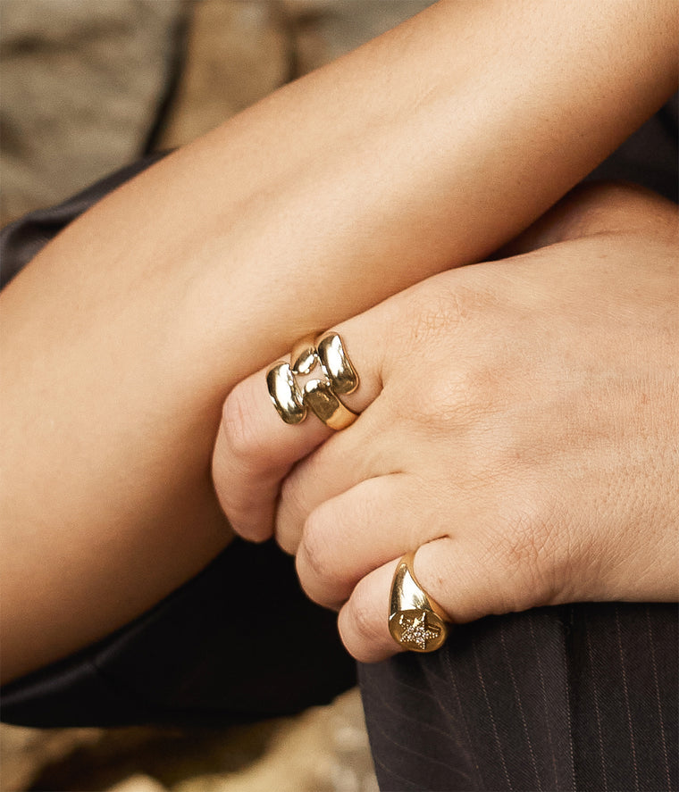 ZAG Bijoux Ring Runica Edelstahl Gold Plattiert Vergoldet Größenverstellbar