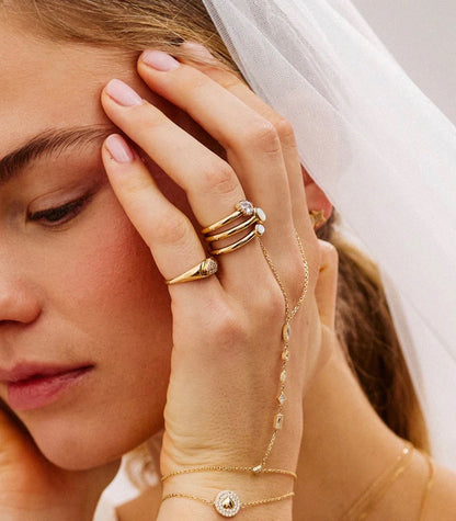 ZAG Bijoux Ring Set Moliterno Edelstahl Vergoldet Perlmutt Zirkonia Detail