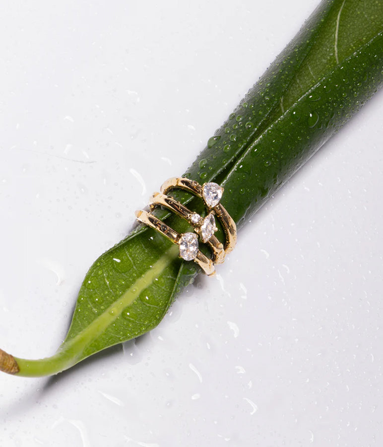 ZAG Bijoux Ring Set 3 Ringe Zirkonia Gold Plattiert Ring-Stacking-Look