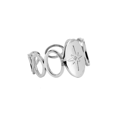 ZAG Bijoux Ring Stern-Gravur Zirkonia Edelstahl Silber Größenverstellbar