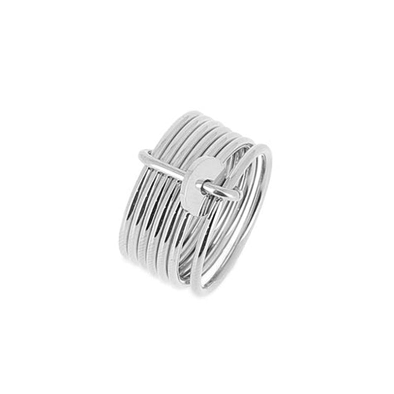 ZAG Bijoux Ring Theon 7-Reihig Breit Edelstahl Silber Plattiert
