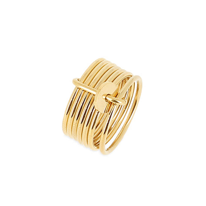 ZAG Bijoux Ring Theon 7-Reihig Breit Gold Plattiert Edelstahl