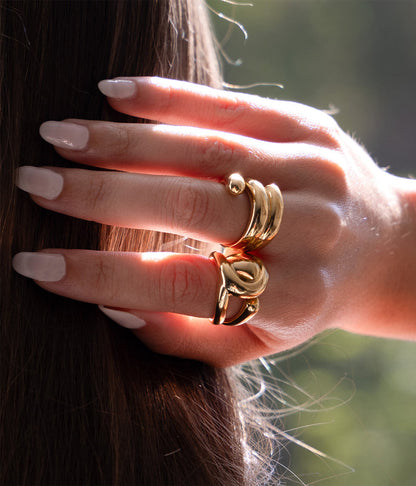 ZAG Bijoux Ring Nagini Edelstahl Gold Plattiert Stacking-Look