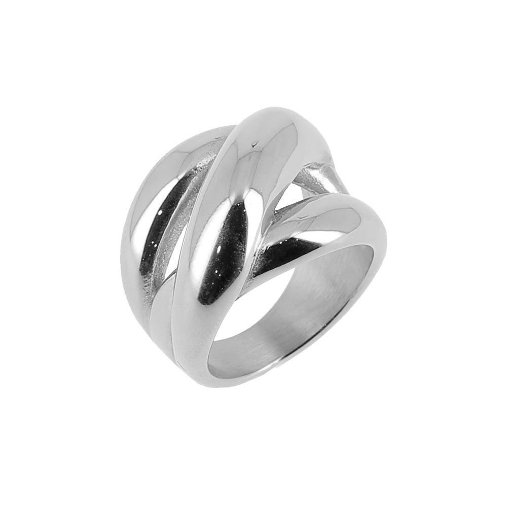 ZAG Bijoux Ring Verschlungen Breit Edelstahl Silber