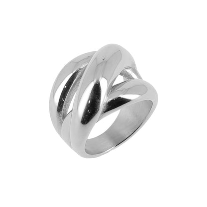 ZAG Bijoux Ring Verschlungen Breit Edelstahl Silber