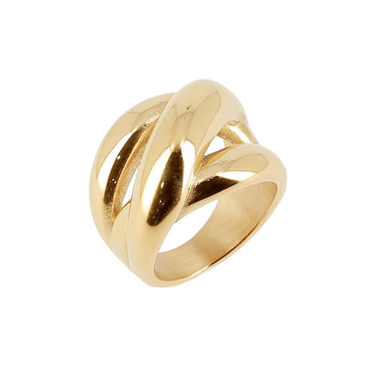 ZAG Bijoux Ring Verschlungen Breit Edelstahl Gold Plattiert
