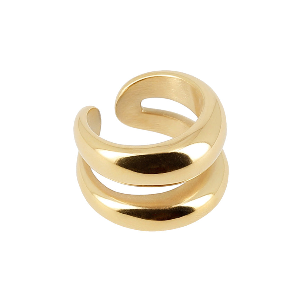 ZAG Bijoux Ring Zweireihig Edelstahl Vergoldet Größenverstellbar