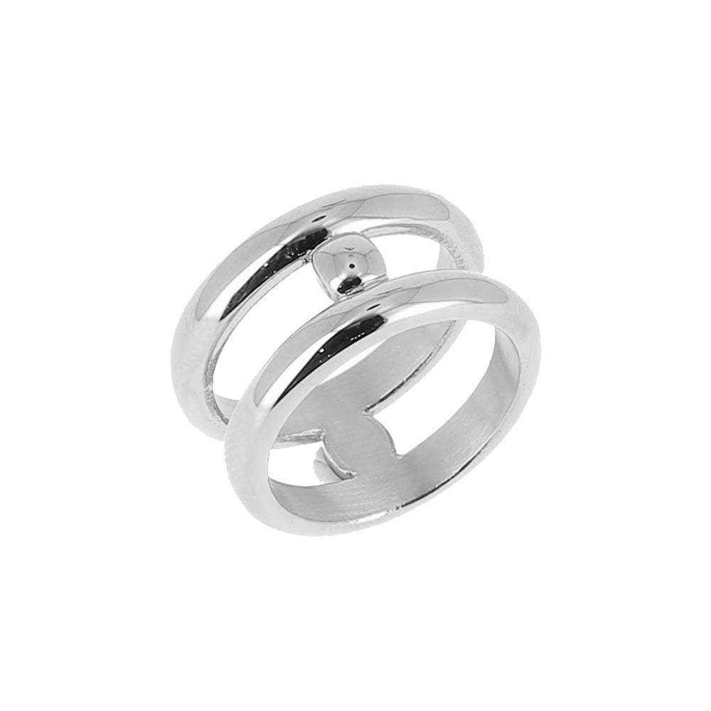 ZAG Bijoux Ring Zweireihig Edelstahl Silber Stacking-Look