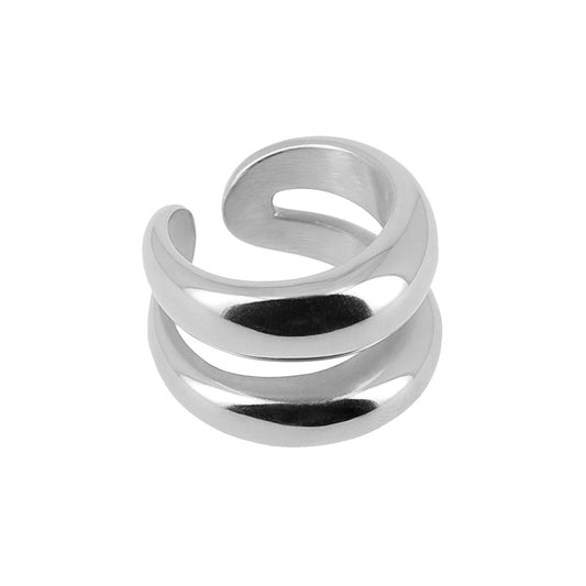 ZAG Bijoux Ring Zweireihig Edelstahl Silber Größenverstellbar