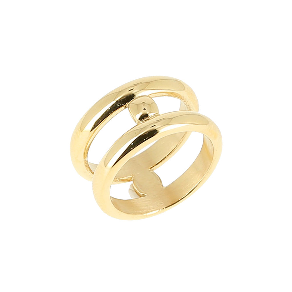 ZAG Bijoux Ring Zweireihig Edelstahl Gold Plattiert Stacking-Look