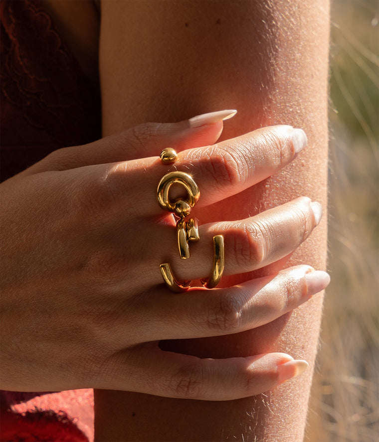 ZAG Bijoux Trendringe Stacking-Look Edelstahl Gold Plattiert