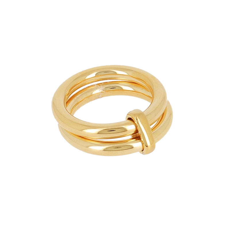 ZAG Bijoux Stacking-Ring Doppelreihig Edelstahl Gold Plattiert