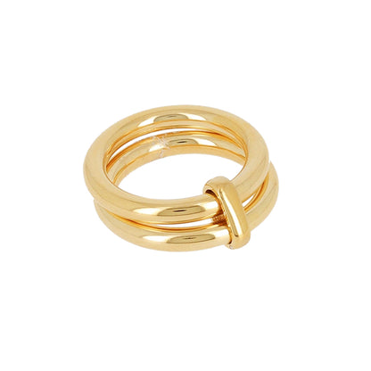 ZAG Bijoux Stacking-Ring Doppelreihig Edelstahl Gold Plattiert
