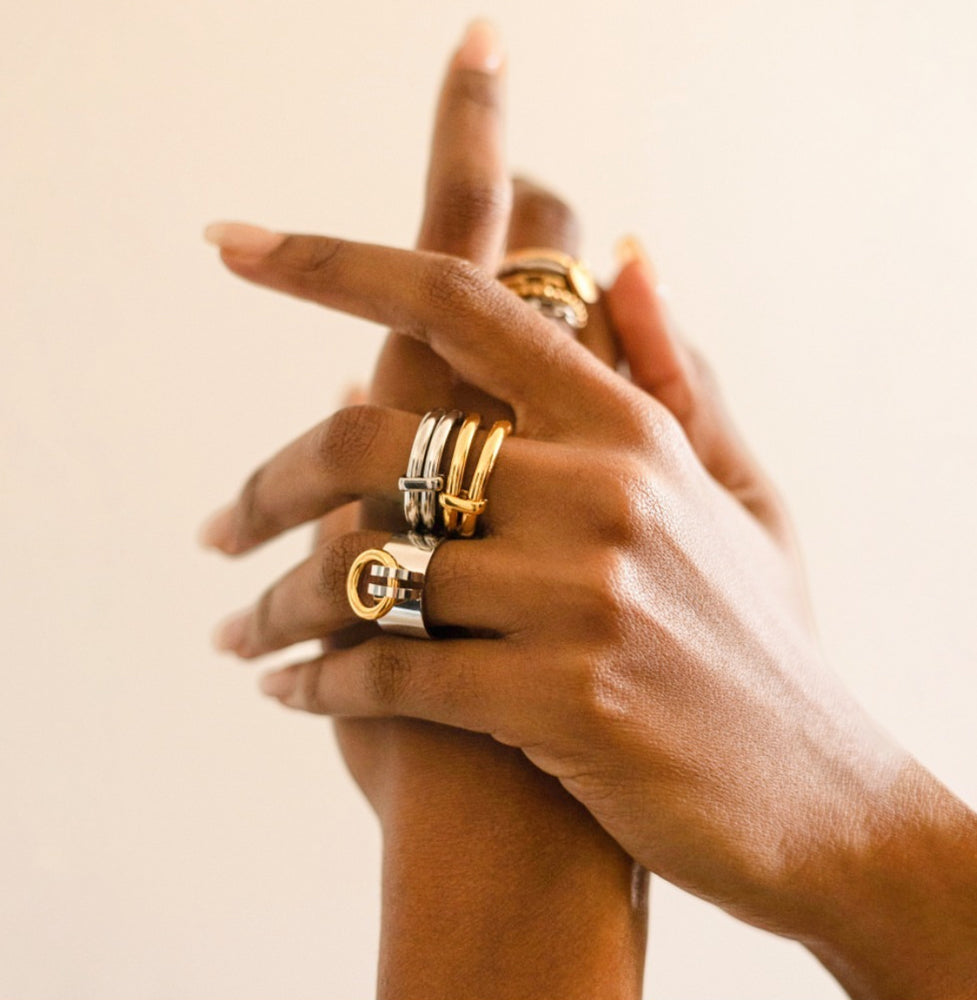 ZAG Bijoux Stacking-Ringe Edelstahl Gold Plattiert