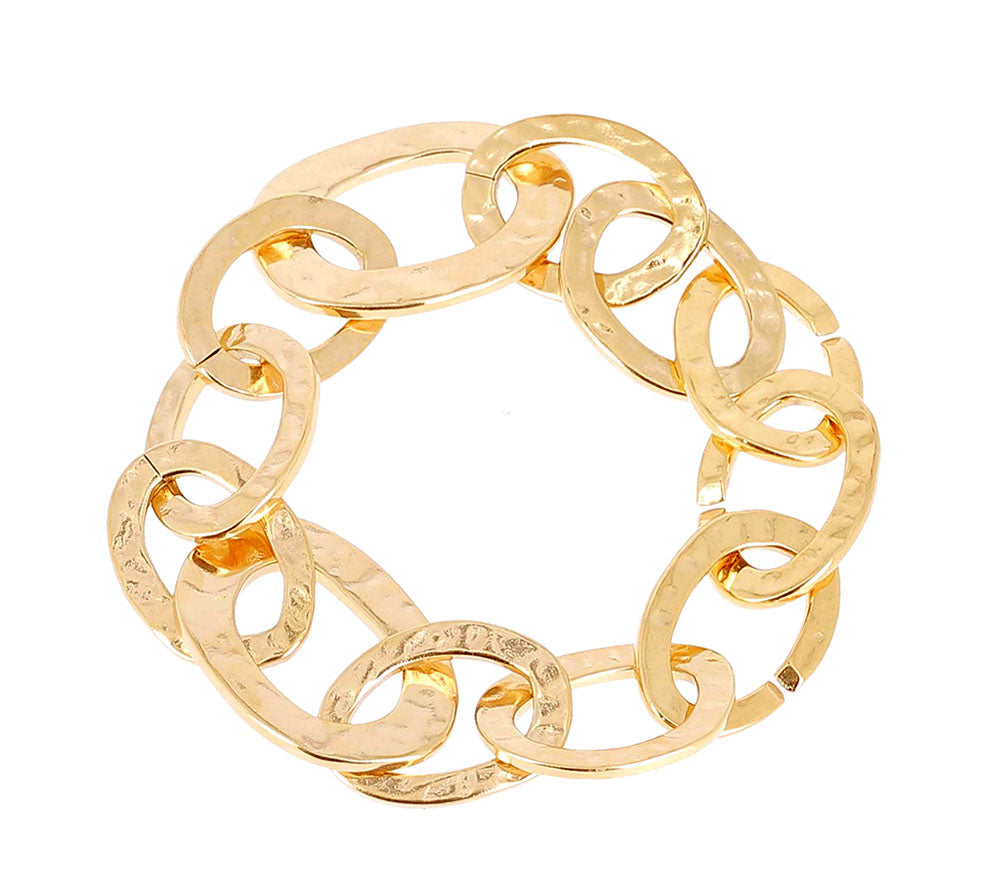 ZAG Bijoux Statement Gliederarmband Gehämmerte Oberfläche Vergoldet Edelstahl