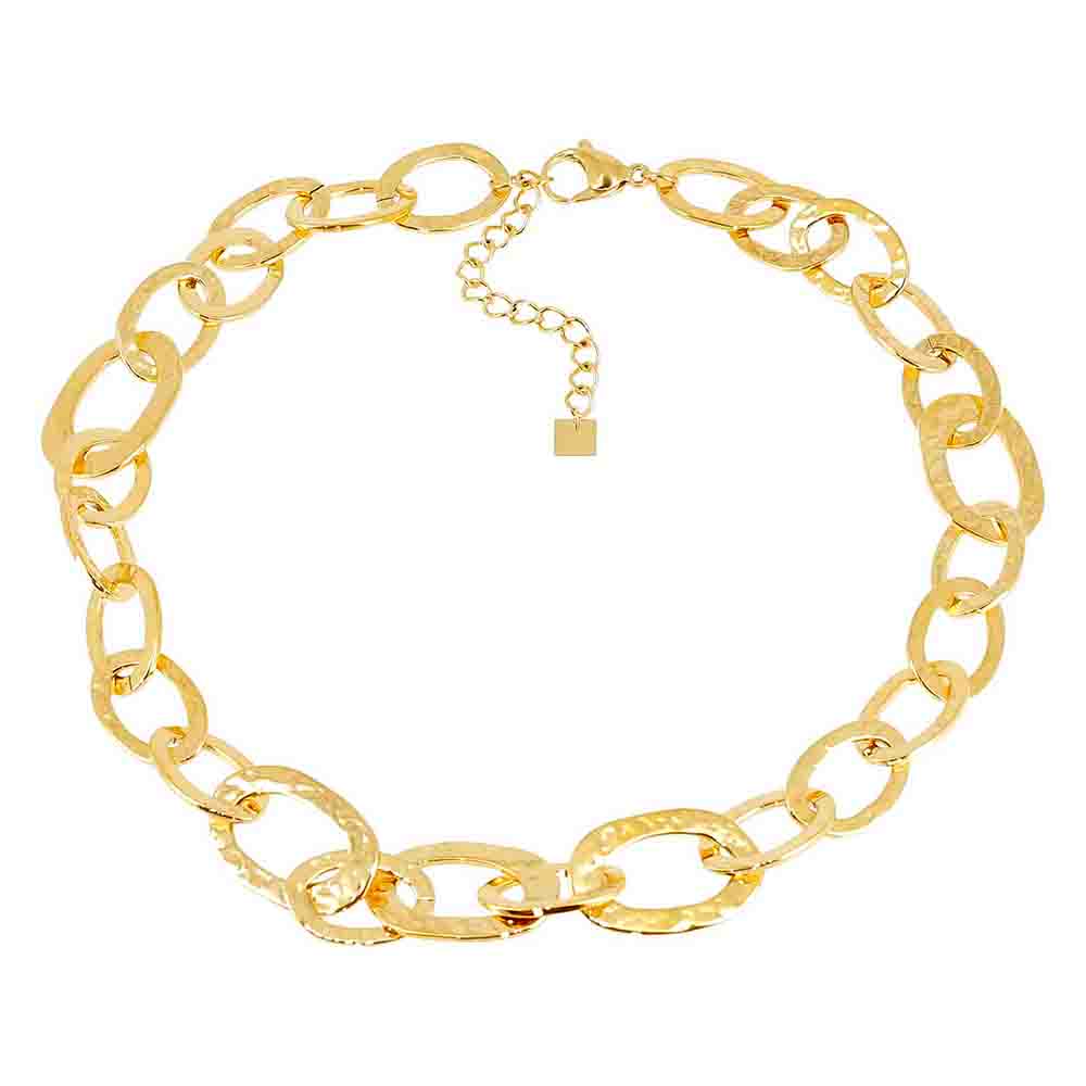 ZAG Bijoux Statement Gliederkette Gehämmerte Oberfläche Vergoldet Edelstahl